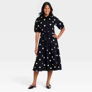 Women’s Balloon Short Sleeve Button-Down Midi Shirtdress